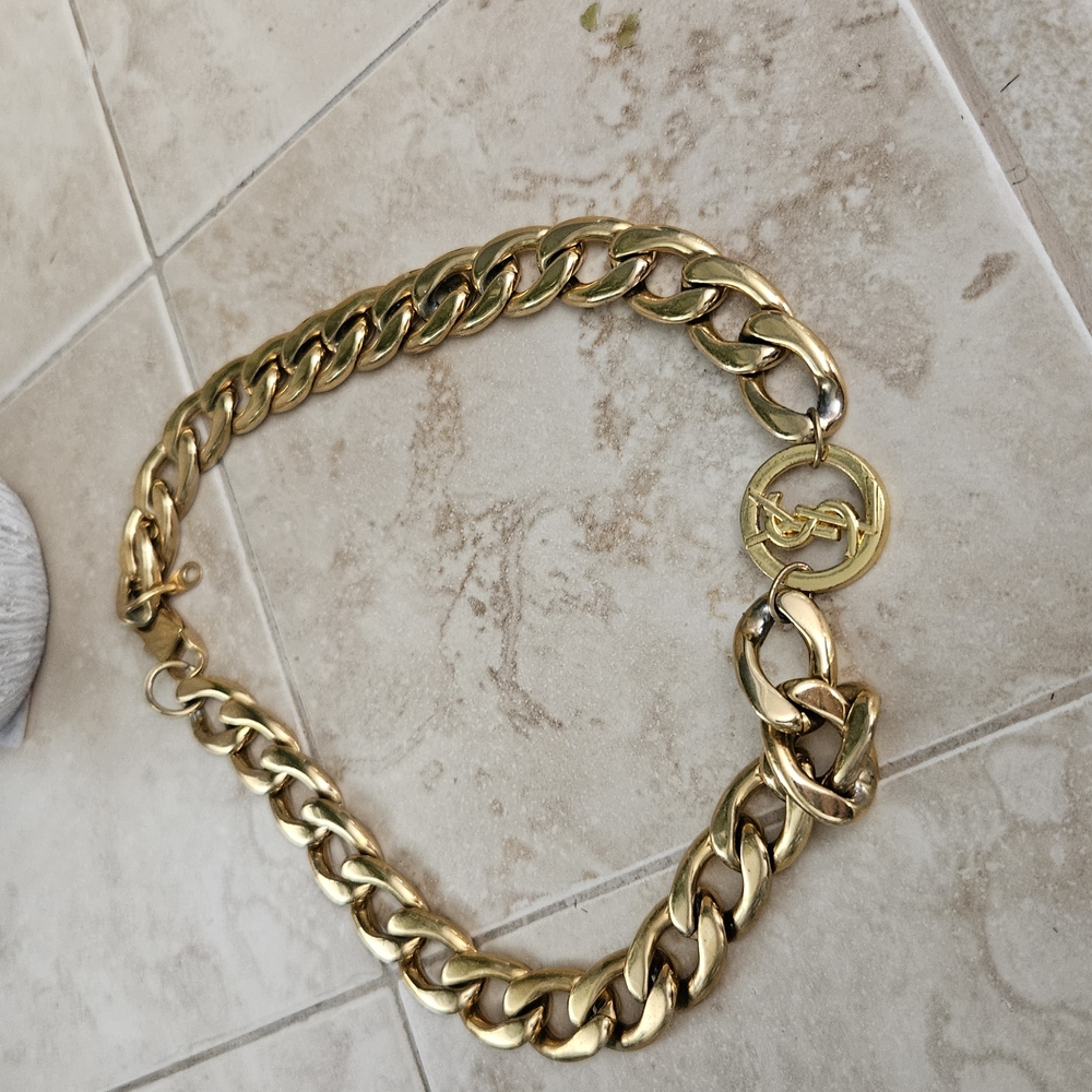 Repurposed YSL Gold Chain with Logo YSL Charm